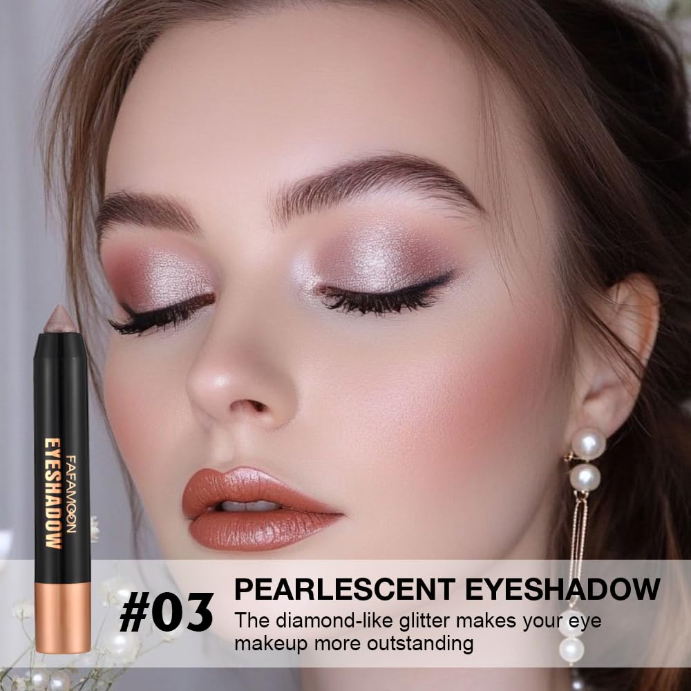 AMY'S DIARY Shimmer Purple Gold Eyeshadow Stick, Cream Eye Shadow Pencil Waterproof, Eyeshadow Crayon Pen Eye Brightener Stick for Eyes Highlighter