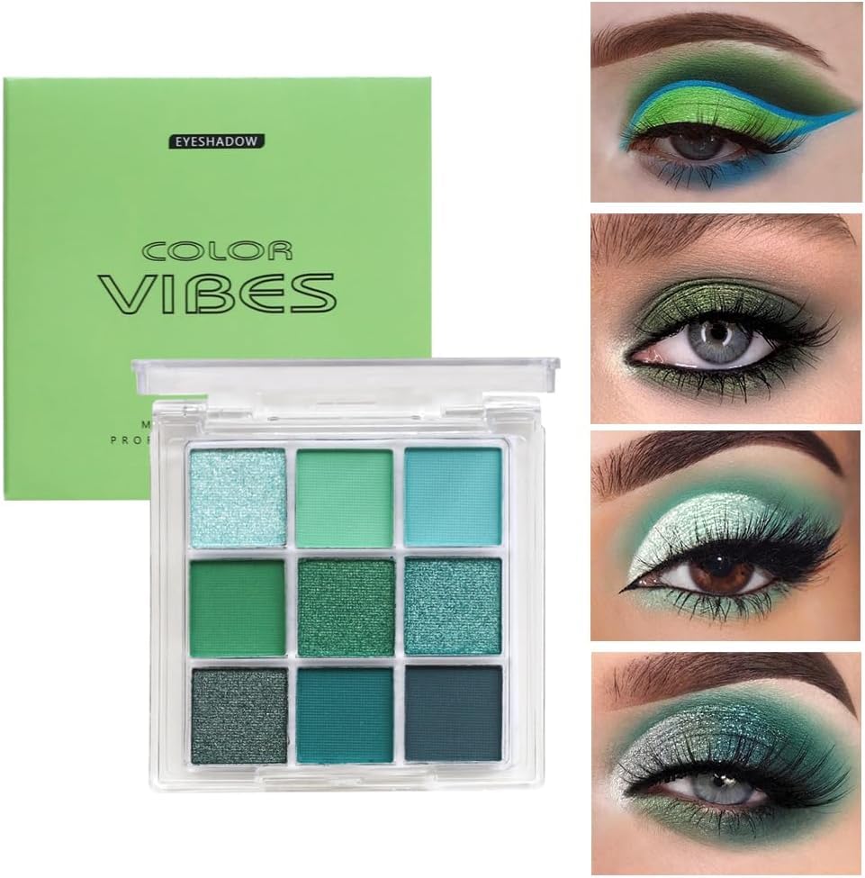 URQT 4 Pack/Set Eyeshadow Palette Set - Rich Colors Eye Makeup Kit, Black, Blue, Green, Purple Eyeshadow Shades, Natural Nude Matte Shimmer Glitter Naked Eye Shadow Pallete Set