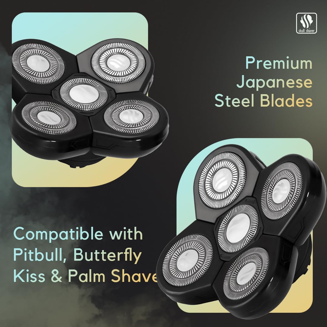 Skull Shaver Carver 5 Head Replacement Blade - Efficient Shave for Coarse Hair - Flexing Rotary Blades - Easy Maintenance - Fits Pitbull Shavers