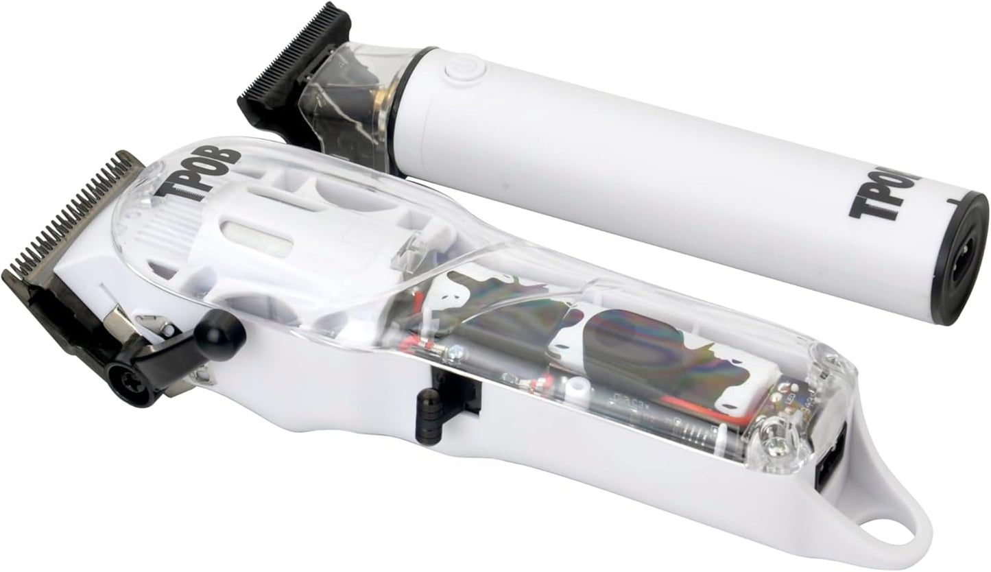 TPOB White Slime 2 Splatt Clipper Trimmer Set Barber Hair Clippers for Men 6800 RPM