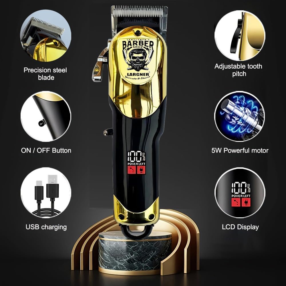 Hair Clippers for Men Professional, Cordless Beard Trimmer & Electric Razor Shavers for Men, Rechargeable 3 Piece Barber Hair Cutting Kit LED Display Men's Grooming Kit