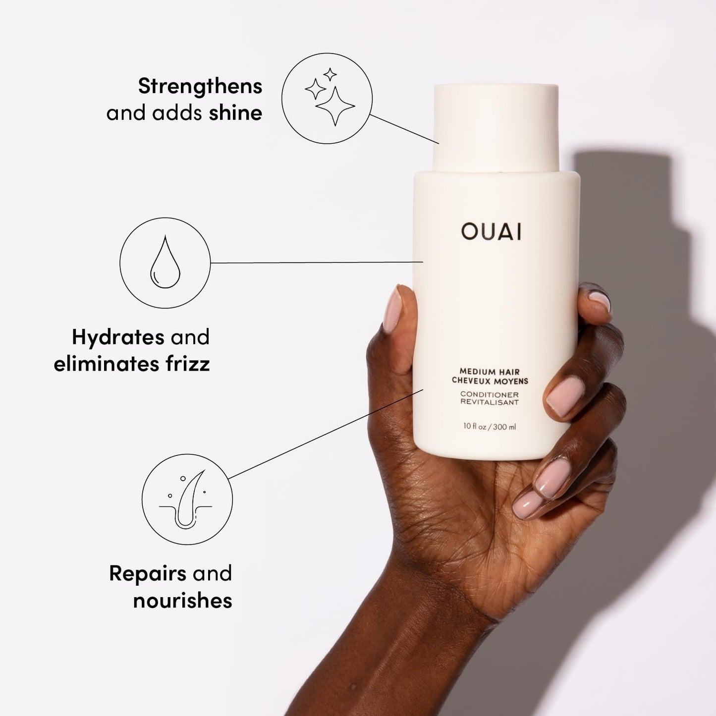 OUAI Medium Conditioner Refill - Hydrating Hair Conditioner with Coconut Oil, Babassu Oil, and Keratin - Strengthens, Repairs and Adds Shine - Paraben and Phthalate Free Hair Care Products (32 Oz)