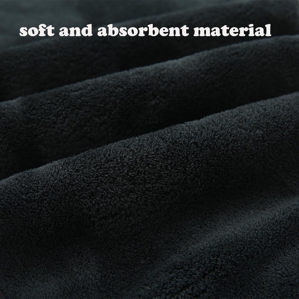 2 Pack Microfiber Hair Towel Wrap,Hair Drying Towel with Button,Absorbent and Anti-frizz Head Towel to Dry Curly or Straight Hair Quickly (Black)