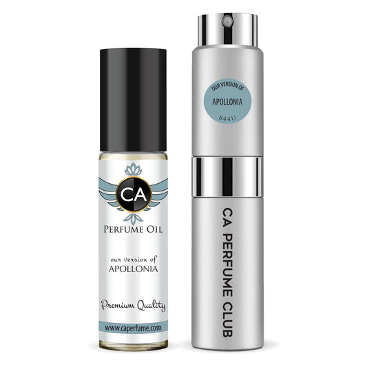 CA Perfume Duo Impression of Apollonia For Women And Men Perfume Layering Set Long Lasting Travel Size EDP + Body Oil Roll-On Bottle 0.27 Fl Oz+0.33 Fl Oz