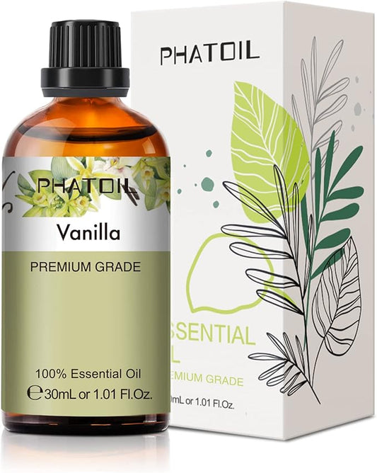 Vanilla Essential Oil, 1.01Fl.Oz (30ML) PHATOIL Pure Essential Oil Singles for Aromatherapy Diffusers, Humidifiers, Great for DIY Candle and Soap Making, Gift for Friend