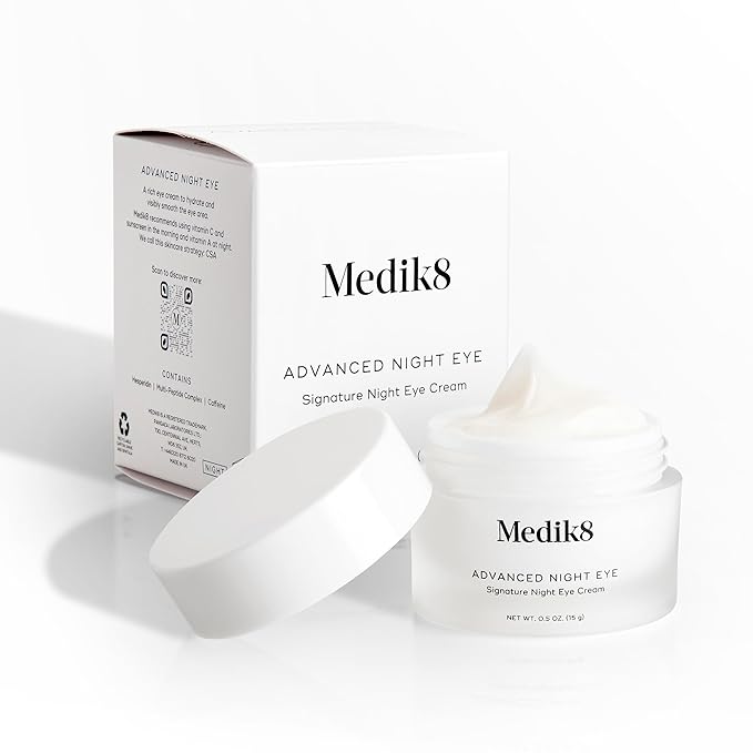 Medik8 Advanced Night Eye - Multi Peptide and Caffiene Eye Cream - Overnight Eye Cream for Smoothing Wrinkles and Dark Circles - 0.5 oz