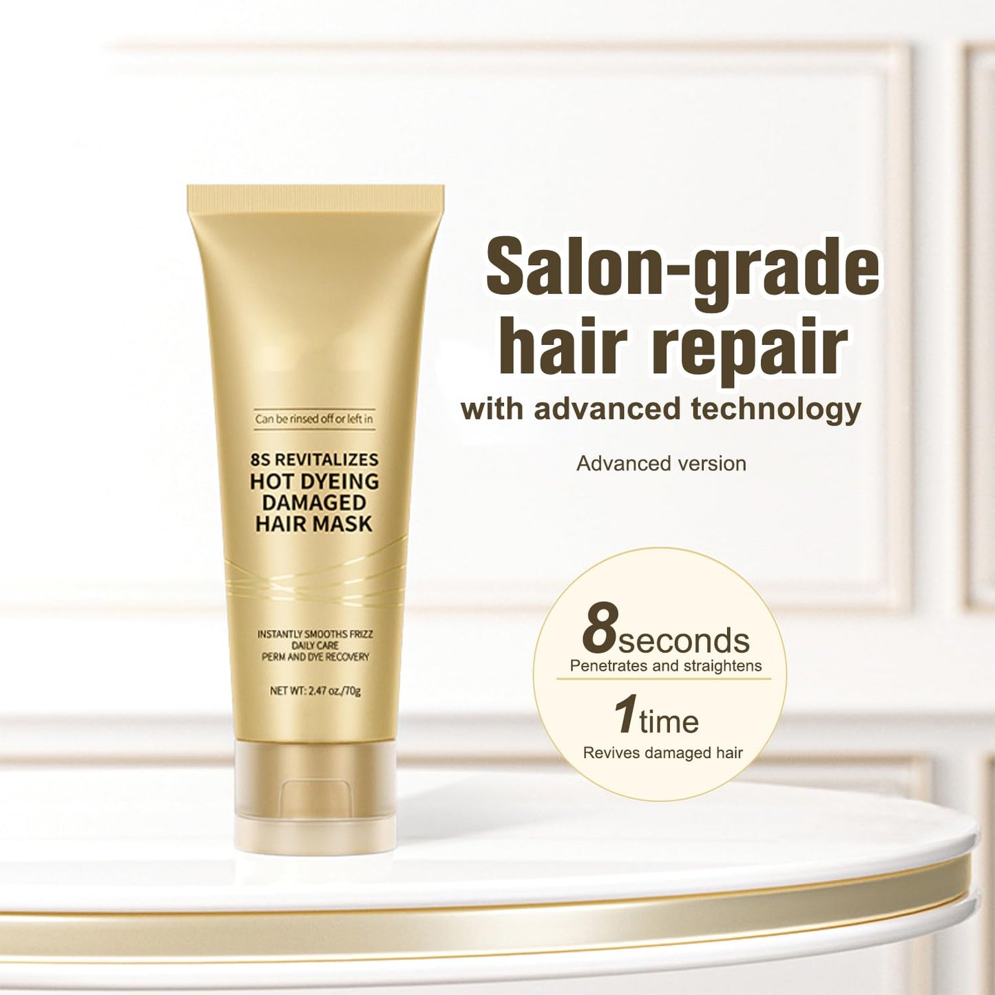 8 Seconds Hair Mask for Damaged Hair,Keratin Hair Treatment Deep Repair Conditioning Moisturizing Hair Treatment for Silky, Shiny Looking Hair