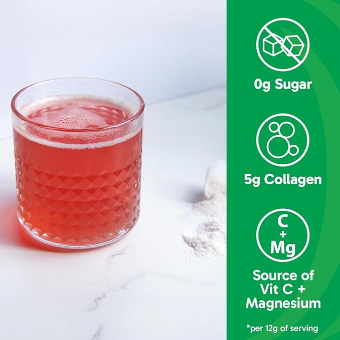 Organikа Electrolytes with Enhanced Collagen Powder for Women & Men - 360g - Strawberry Peach-Flavored Effervescent Electrolyte & Collagen Drink Mix - Deep Hydration, Mobility, Skin, Hair, & Nails