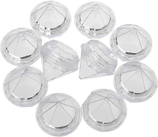 50 PCS 5 Gram Diamond shaped Clear Jars Empty Refillable Cosmetic Sample Jars Makeup Plastic Jar with Lid Cosmetic Trial Case Compact Storage Box for Lotion Creams Eyeshadow Nails Powder