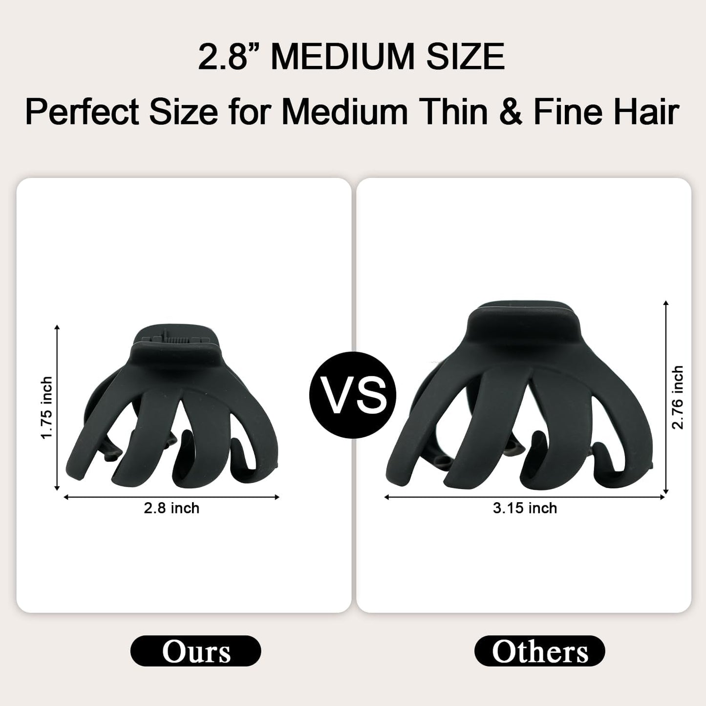 6 Pcs Hair Claw Clips for Women, 2.8" Medium Non-Slip Octopus Jumbo Hair Accessories (Multi-colors)