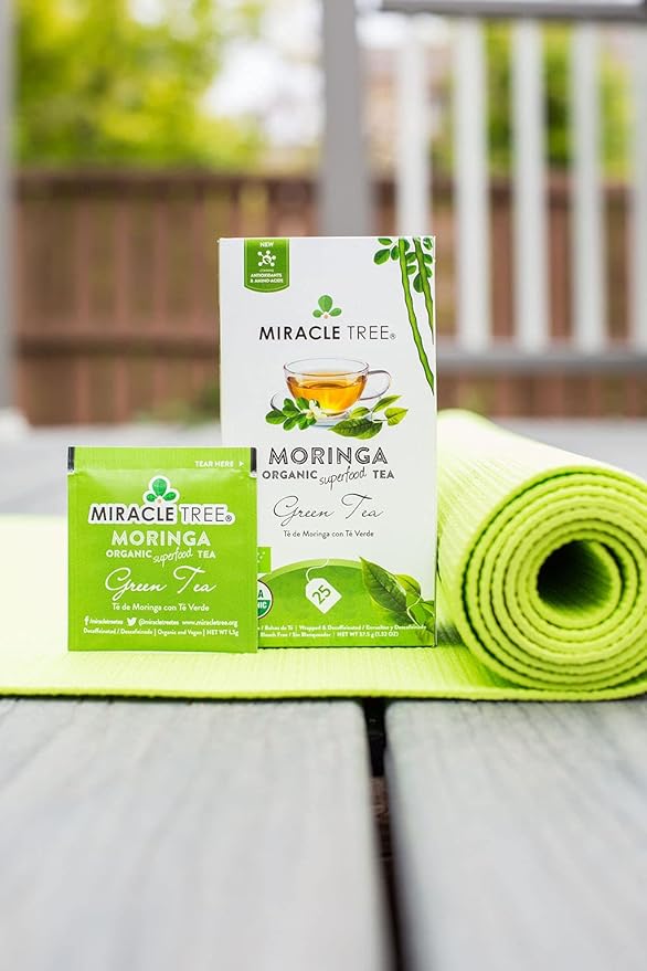 Miracle Tree - 3 Count of Organic Moringa Superfood Tea, 25 Individually Sealed Tea Bags, Green Tea (Keto, Detox, Energy/Immunity Booster, Vegan, Gluten-Free, Organic, Non-GMO, Decaffeinated)