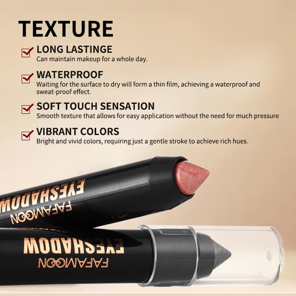 AMY'S DIARY Smoky Pink Shimmer Eyeshadow Stick, Cream Eye Shadow Pencil Waterproof, Eyeshadow Crayon Pen Eye Brightener Stick for Eyes Highlighter