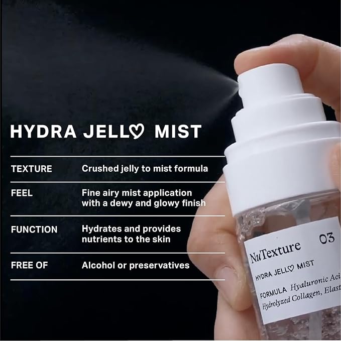 Jelloskin Hydra Jell Face Mist by AVA x NuTexture Hydrating Face Spray with Collagen, Hyaluronic Acid, Vitamin C & E