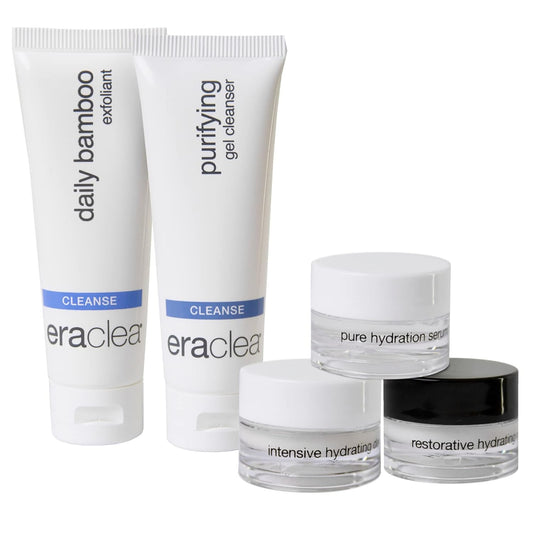 eraclea Skincare Set, Travel Size Face Cleanser, Exfoliant, Soothing Serum, Day Cream, and Night Cream, Skincare Gift Set and Travel Set - 5 Piece Set