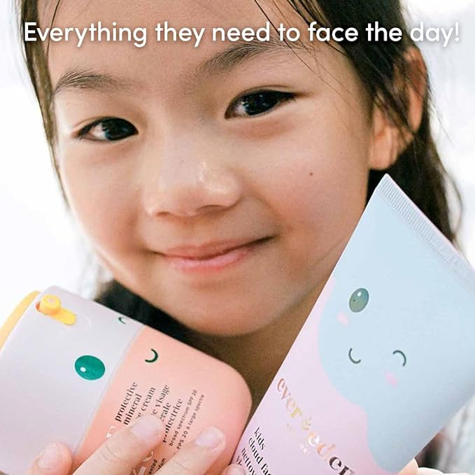 Evereden Kids Morning Skincare Set – Cloud Face Wash, SPF 20 Daily Face Cream, Hair Spray & Headband – 4-Piece Clean Routine, Vegan & Dermatologist-Tested