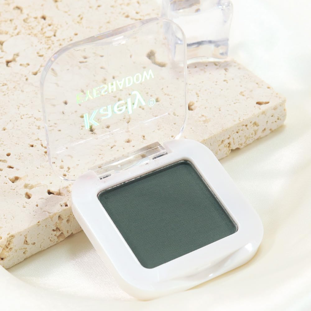 Matte Singe Eye Shadow Palette Makeup, Matte Forest Green Monochrome Eyeshadow For Old Women, Mini Singe Pressed Pigmented Waterproof Sombras Para Ojos, Vegan, Talc, Paraben&Cruelty Free, 16