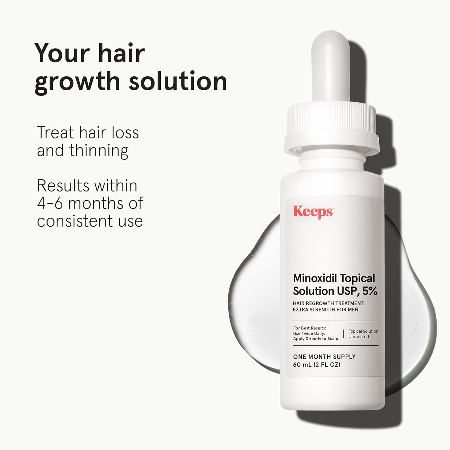 Keeps Extra Strength Minoxidil for Men - 5% Minoxidil Hair Growth Serum - Hair Loss & Regrowth Treatment for Thinning & Bald Spots - Clinically Proven Hair Growth Products - Unscented Topical Aerosol