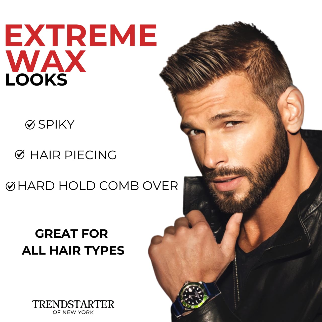 TRENDSTARTER Hair Wax - Extreme, 4oz - Matte Finish - Premium Water Based Flake-Free Hair Styling Pomade for All Hair Types - All-Day Strong Hold