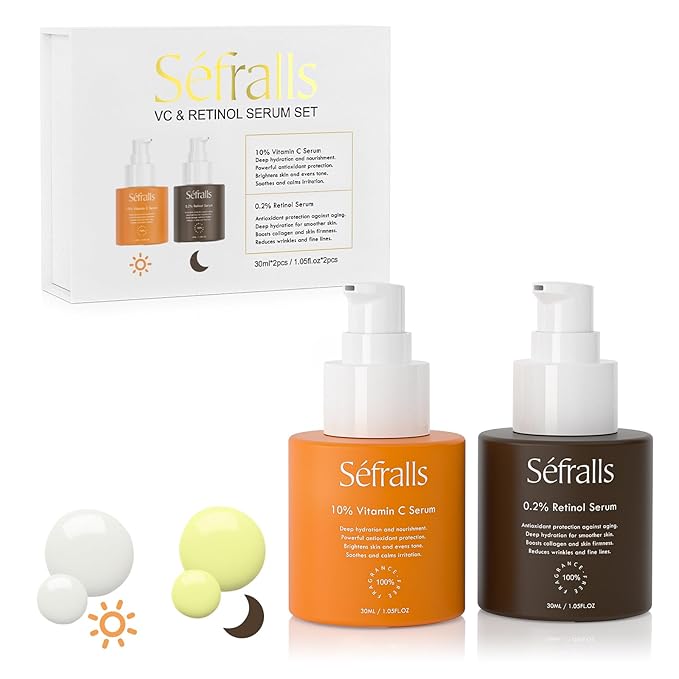 Face Serum Duo – Retinol Serum for Face & Vitamin C Serum – Anti Aging Skin Care Set for Women – Skin Care for Bright, Anti Wrinkle, Smooth, & Firm Skin – 1 fl oz, 2 Bottles