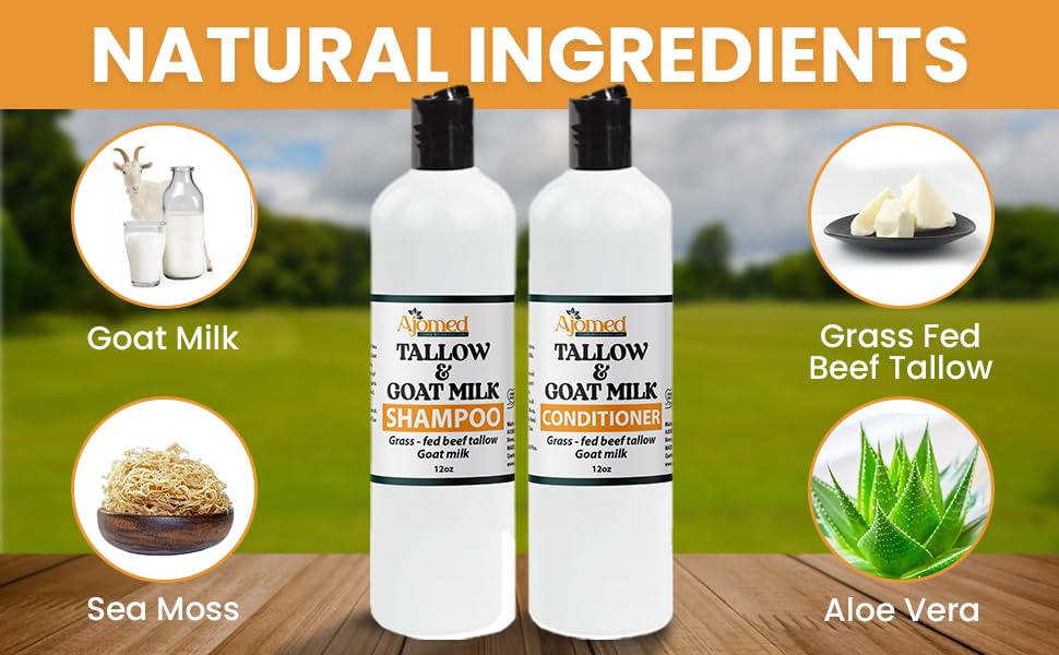 Tallow & Goat Milk Shampoo - Organic Hair Growth, Moisturizing, Handmade (Shampoo 12 Oz)