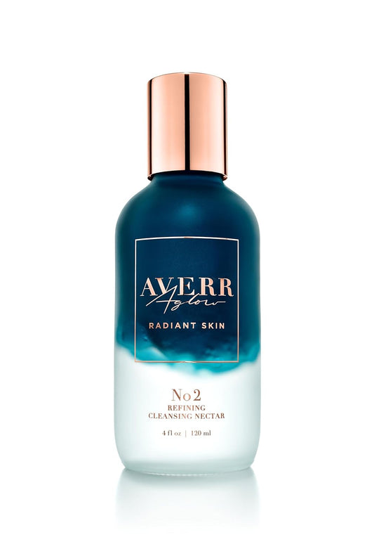 Averr Aglow Refining Cleansing Nectar, Rinseless Anti-Aging, Refresh Refine Face Skin Care, Natural Facial Cleanser, Gentle Make Up Remover, Repair Wrinkles, Fine Lines & Dark Spots