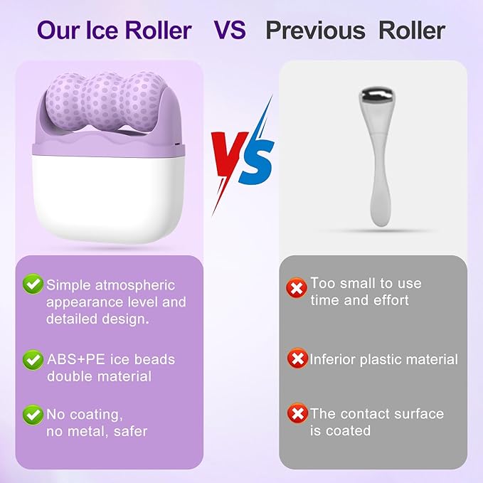 Ice Roller for Face and Eyes，Multi-Functional Facial Skin Care Tools with 2 in 1 Face Roller,Massager Roller Tools, Self Care Gifts for Men Women