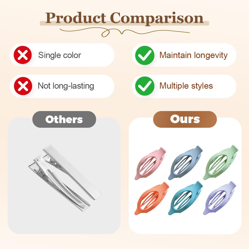 Flat Hair Clips for Women, 2025 New French Hair Clip Flat Claw Clips and Duckbill Hair Clips for Thick or Thin Hair, No-Slip Grip Hairs Styling Accessorie for Hairs Styling Decorative (6Pcs-B)