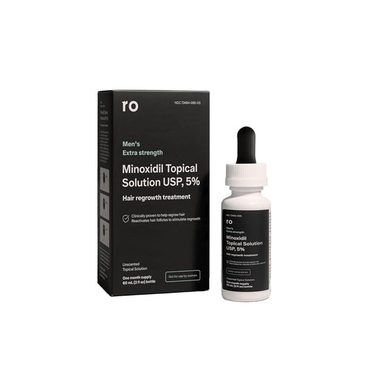 ROMAN Minoxidil 5% Solution for Men's Hair Loss and Regrowth, Unscented Liquid, Clinically Proven, 2 fl oz