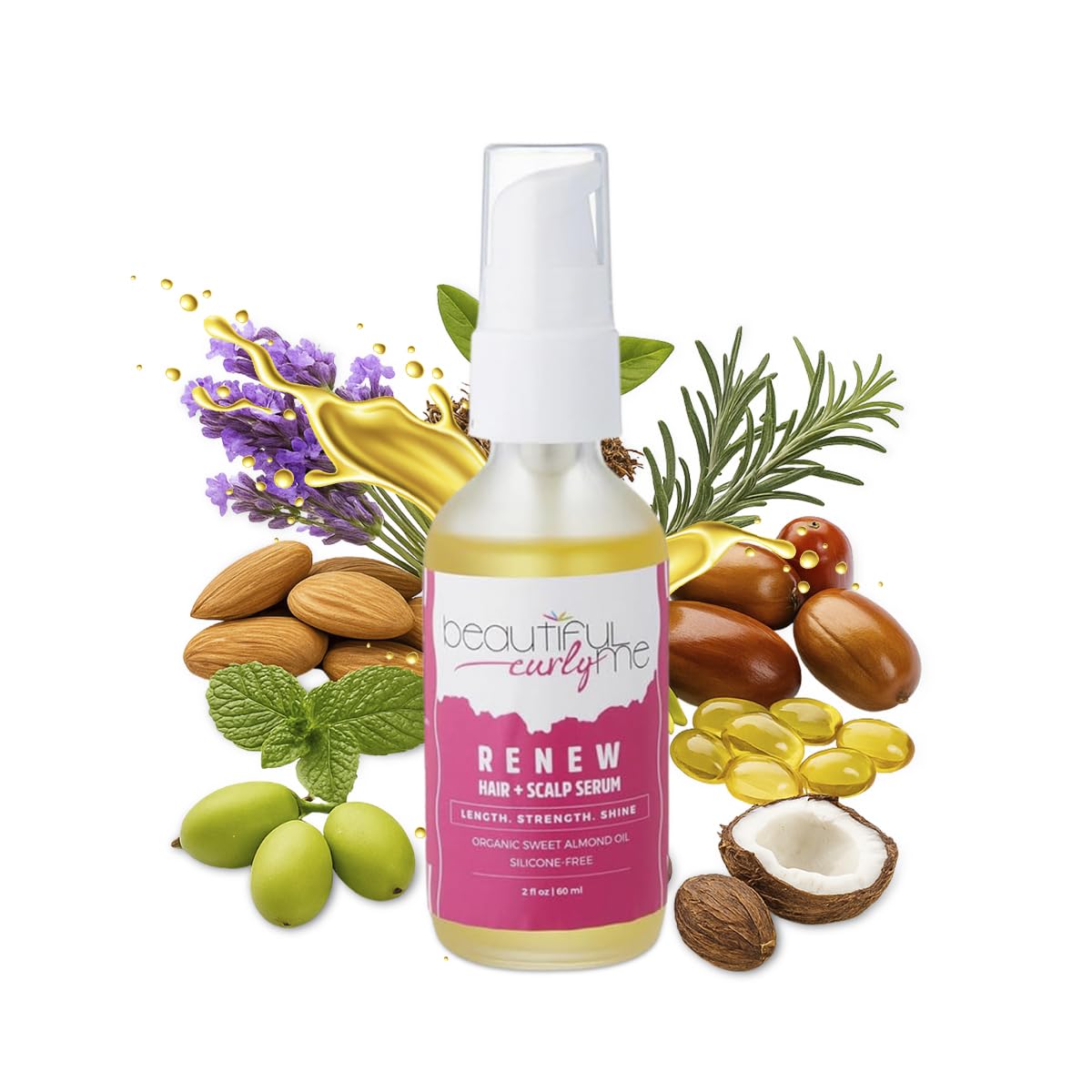 Renew Hair + Scalp Serum – Organic Hair Growth Oil with Rosemary for Frizz Control | Nourishing Scalp Treatment & Hair Growth Serum for Curly, Textured & All Hair Types (3A–4C) | Vegan & Paraben-Free