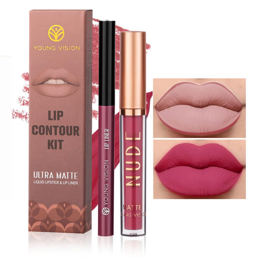 YOUNG VISION 6 Colors Matte Lipstick & Lip liner Combo Set, Matte Lip Makeup Srt - Durable, Waterproof, Long Wear, Cruelty Free for Girls, Women, Beginners Teenagers