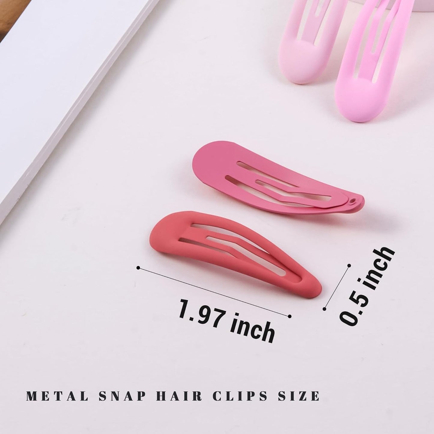 Small Hair Barrettes For Women No Slips Metal Snap Clips For Thin And Fine Hair,Matte Multiple Pink,20 PCS,1.97 x 0.5 Inch.