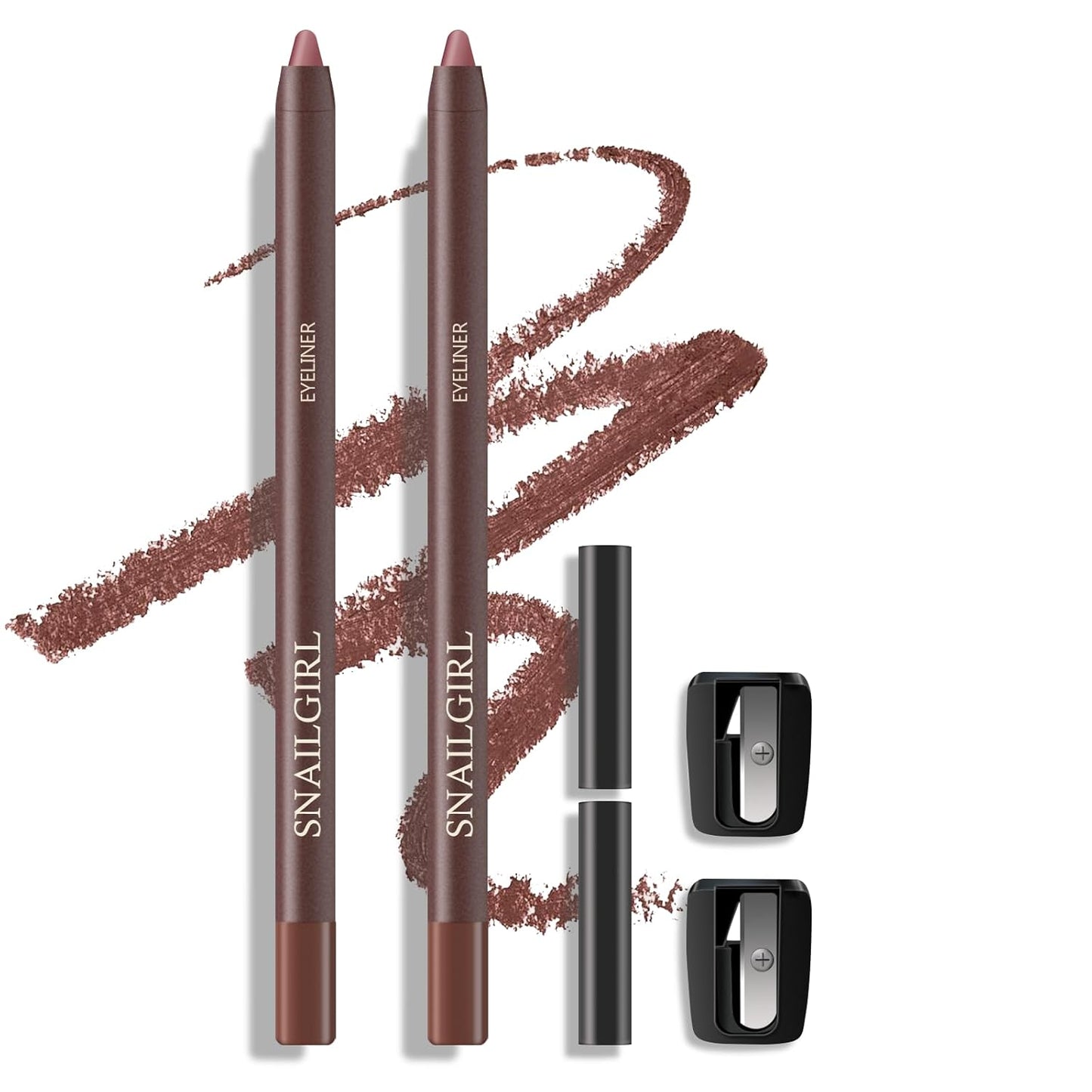 KYDA 2 Pcs PLUM Gel Eyeliner Pencil, Smooth Creamy Matte Gel Eyeliner with Sharpener, Multi-Use Sharpenable Eye Liner, Lasting Waterproof Smudge Proof, High Pigmented Waterline Eyes Makeup Pen