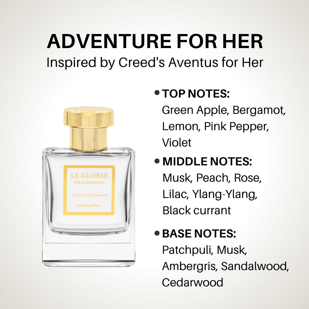 Inspired by Aventus for Her, Adventure for Her EDP, Long Lasting 12-14 Hours Perfume Spray for Men, Women, All Skin Types, Cruelty Free - 0.33 oz 10ml