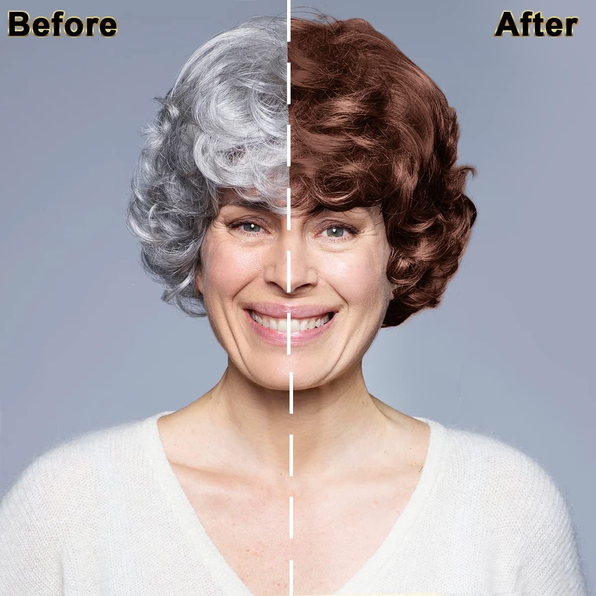 IIIMEIDU Chestnut Brown Hair Dye, Herbal Hair Color for Gray Hair Coverage, Color Shampoo for Women and Men, 3 in 1 Natural Ingredients, 500ml