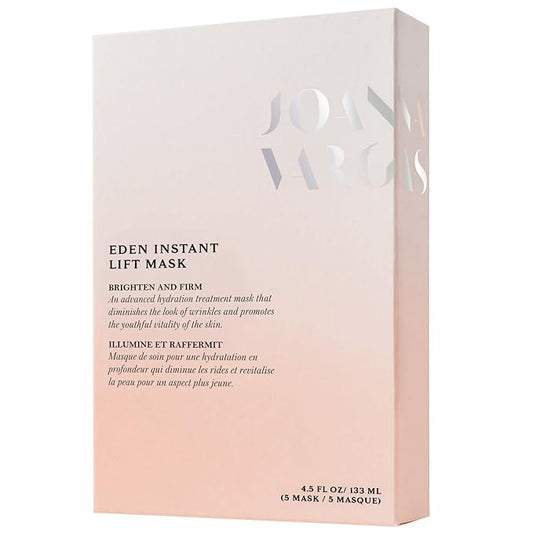 Joanna Vargas Eden Face Masks for Women - Hydrating Sheet Mask with CoQ10 & Hyaluronic Acid - Instant Lift Face Mask Sheet for Fine Lines & Wrinkles - Firming Facial Mask for All Skin Types - 5 Sheets