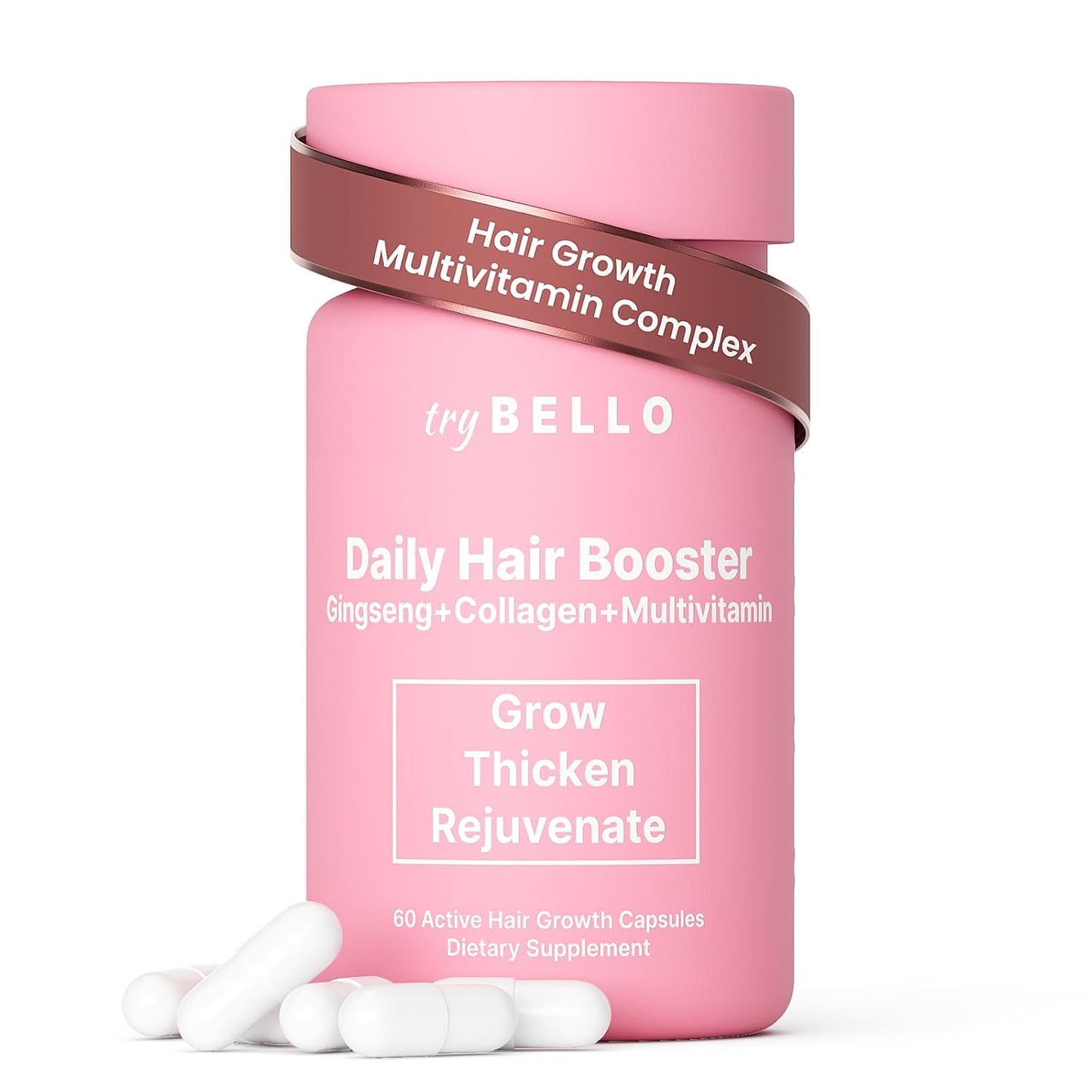 Trybello Daily Hair Booster Capsule - Hair Vitamins for Hair Loss for Women with Biotin & Collagen - Multivitamin for Women, All-Natural Hair Growth Support, Thicker, Fuller Hair Formula - 30 Servings