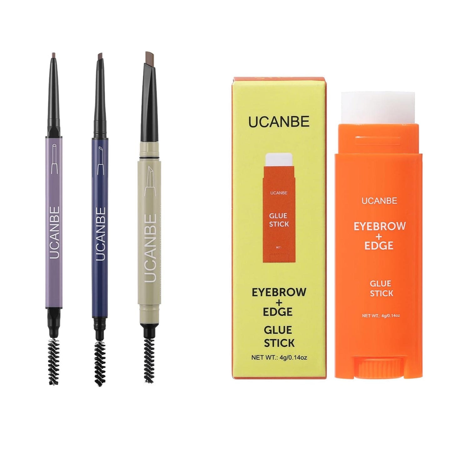 UCANBE Eyebrow Pen - Eyebrow Pencil 3-in-1 Eye Brow Pencils for Women & brow glue,waterproof eyebrow pencil, brow gel,Long-Lasting Dual-Sided Brow Pencil with 3 Types Tips,01Brown