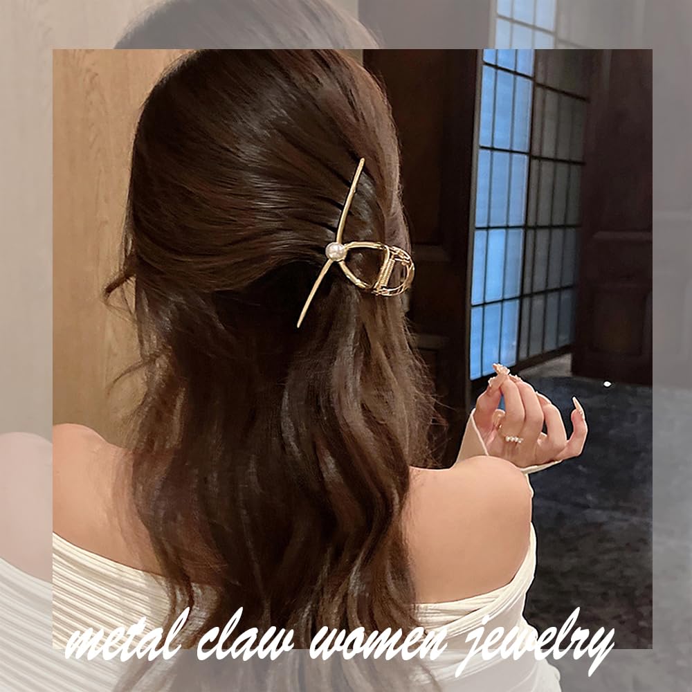 Mehayi 3 PCS Metal Large Hair Claw Clips for Thick Heavy Hair, Big Non-Slip Hair Catch Barrette Jaw Clamp, Strong Hold Claw Barrettes for Long Hair, Fashion Hair Styling Accessories for Women Girls