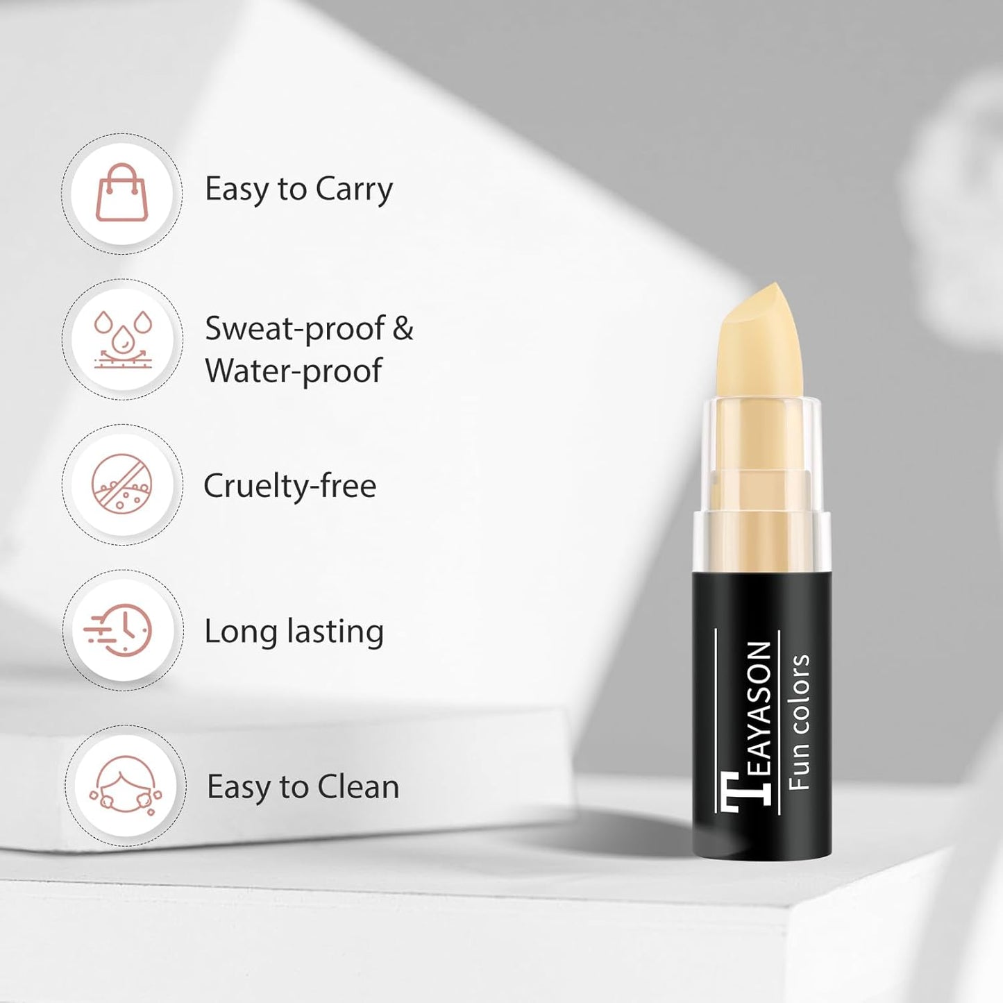 Yellow Face Body Paint Stick, Matte Lipstick Eye Black Stick Face-Paint Make Up, Long Lasting Waterproof Yellow Face Makeup for Halloween Special Effect SFX Costume Cosplay Makeup