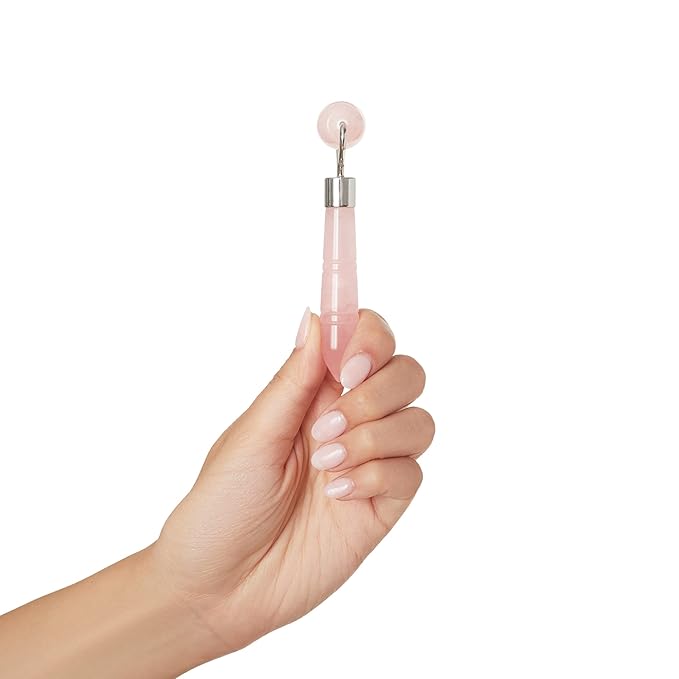 Mini Rose Quartz Roller for Face - Improves Skin Tone and Blood Circulation - Skin Care Face Roller Reduces Under-Eye Puffiness and Dark Circles