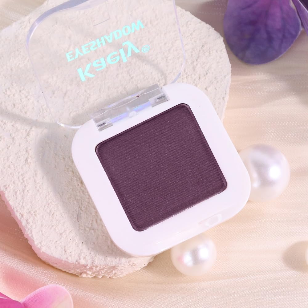 evpct Plum Purple Matte Single Eye Shadow Palette Makeup for Older Women, Plum Purple Natural Pressed Eyeshadow Palette for Eyes, High Pigment Longwear Mini Monochrome Eyeshadow Sombra Para Ojos