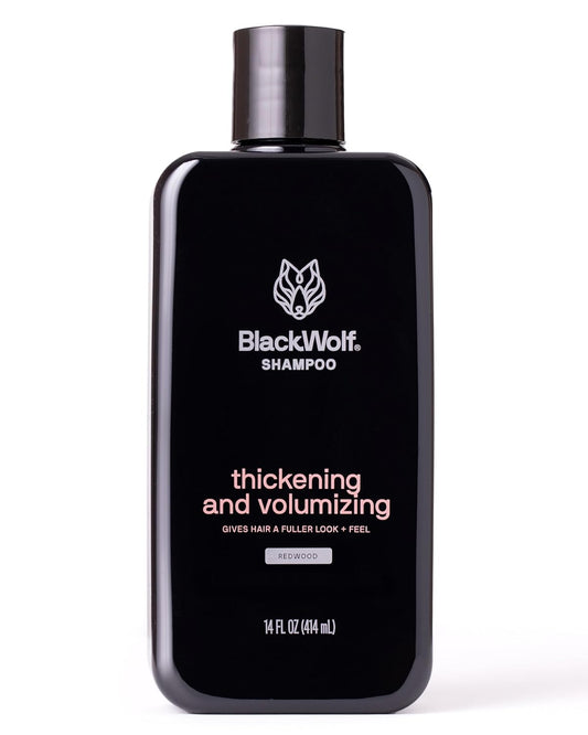Black Wolf Thickening & Volumizing Hair Shampoo for Men - Strengthening Hair Care Products for Volume & Body with Biotin, Keratin & Hydrolyzed Rice Protein - Curly, Straight, Oily & Dry Haircare