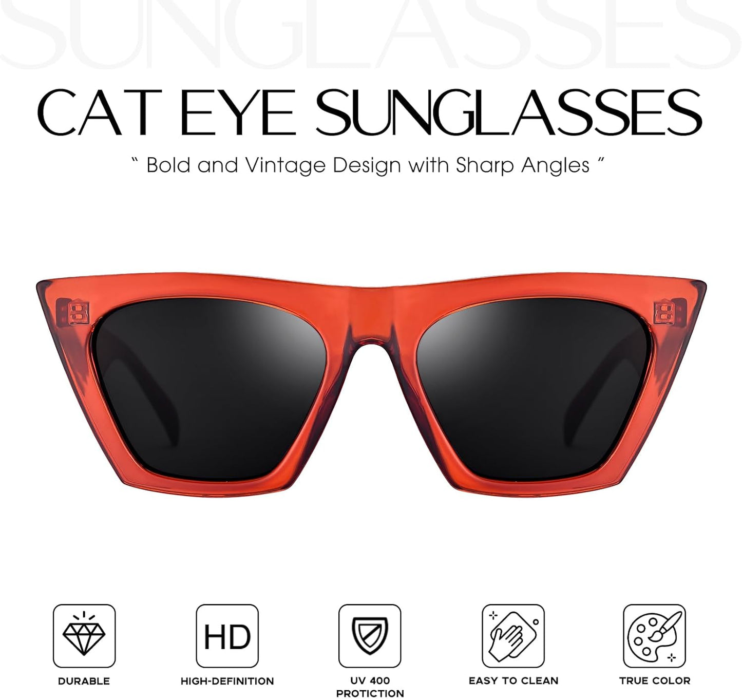 mosanana Square Cat Eye Sunglasses for Women Trendy Retro Cool MS51801