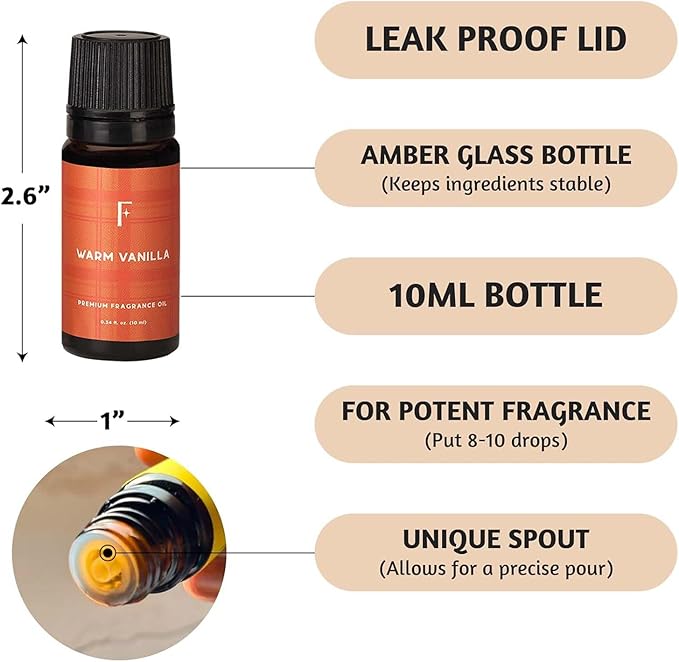 Folkulture Essential Oils for Diffuser | Set of 6x0.34 fl oz, 60 ml Fragrance Oils Scents for Home | Oil Diffusers Essential Oils | Fragrance Oil for Diffuser for Gifts for Mothers - Whispers