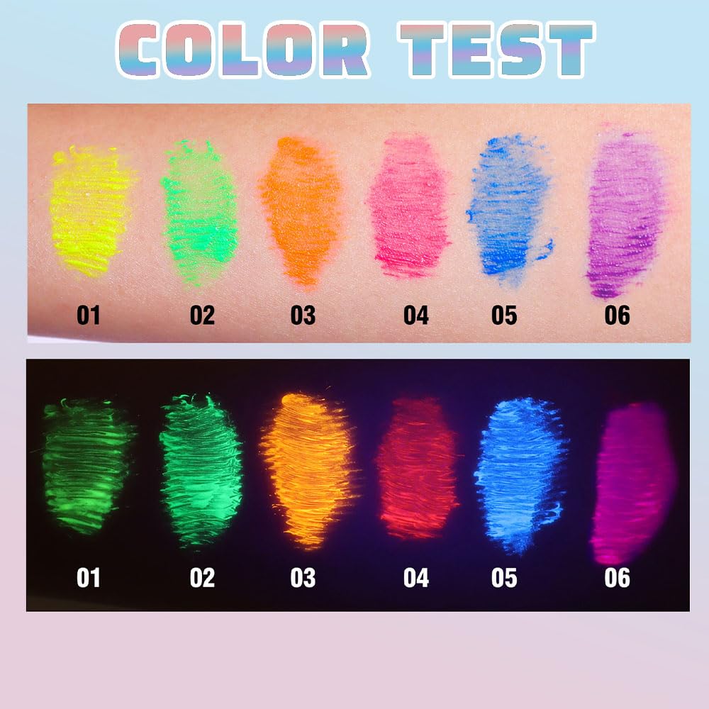 2 Colored Mascara for Eyelashes Set,Blue Green Halloween Fluorescent Colorful Waterproof Long lasting Charming Voluminous Mascara for Women Cruelty Free Vegan Eye Makeup (02# Green &05# Blue)