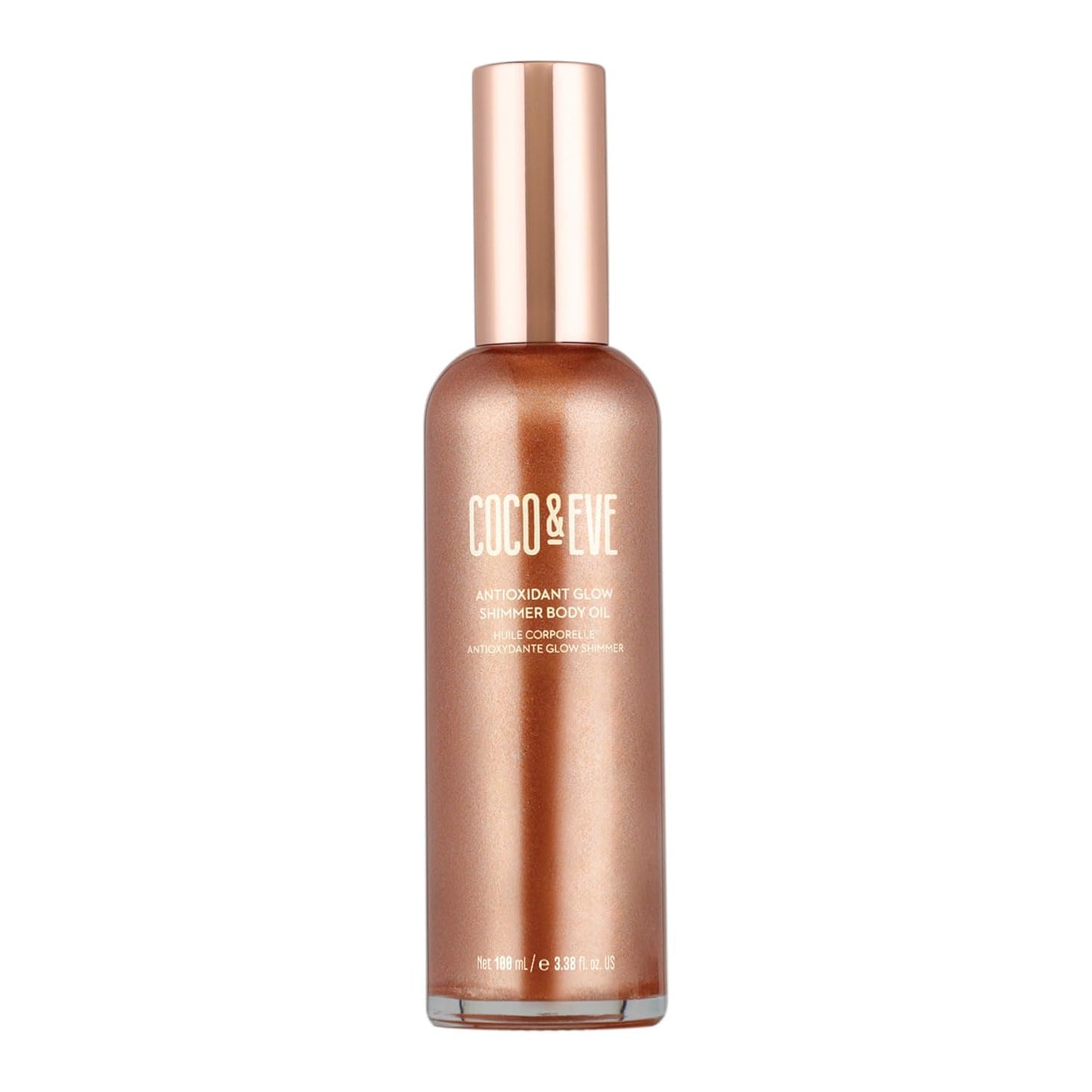 Coco & Eve Antioxidant Glow Shimmer Body Oil - Lightweight Skin Illuminator with Pearlescent Minerals, Natural Glitter, Antioxidants for Shimmering, Moisturizing and Healthy Glow (3.38 Fl Oz)