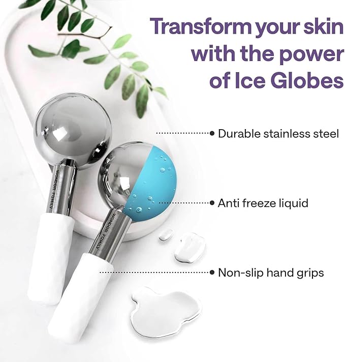 Ice Roller for Face - Puffy Eyes & Dark Circles - Facial Ice Globes for Cryotherapy