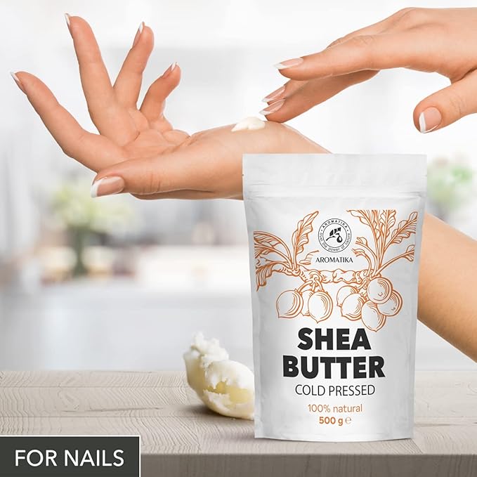 Shea Butter 17.5 Oz (500g) - Unrefined Raw/Pieces - Africa - Ghana - 100% Pure Shea Butter Body Butter - Cosmetic Grade - for Hair Skin Lip Face Feet Body Care - Massage - AROMATIKA