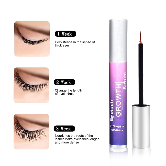 Natural Eyelash Growth Serum 5ml: Premium Lash Enhancement Treatment for Longer Fuller Lashes and Thicker Looking Lashes