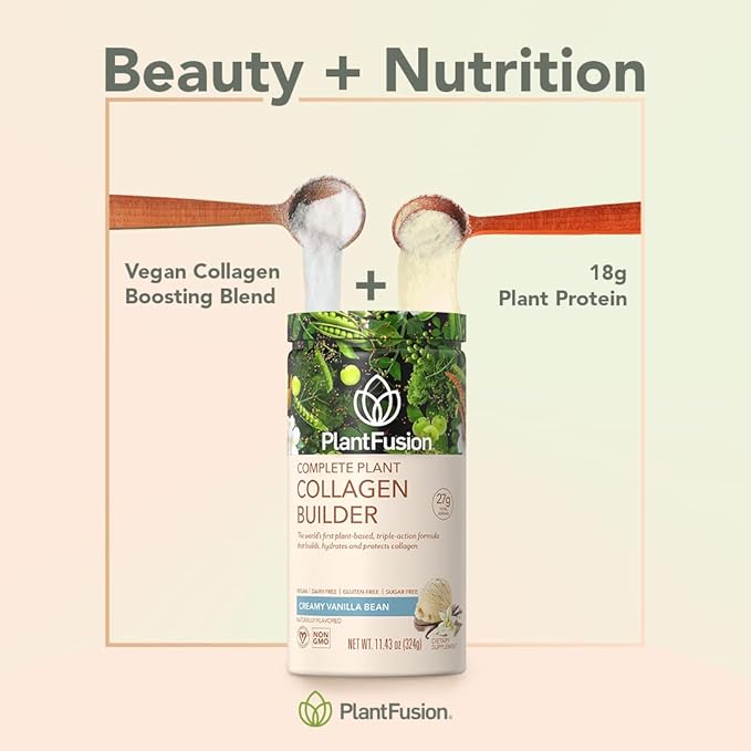 PlantFusion Vegan Collagen Powder - Plant Based Collagen Protein Powder For Muscle & Joints, Hair, Skin & Nails - Keto, Gluten Free, Soy Free, Non-Dairy, No Sugar, Non-GMO - Chocolate 11.43 oz